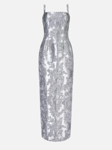 EMILIA WICKSTEAD Regina Dress in Silver Metallic Cloque