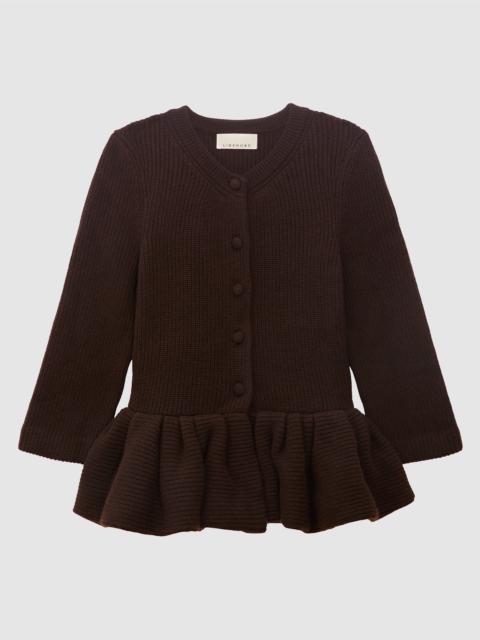 LIBEROWE CHOCOLATE PEPLUM CASHMERE CARDIGAN