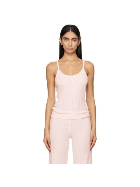LESET Pink Pointelle Tank Top