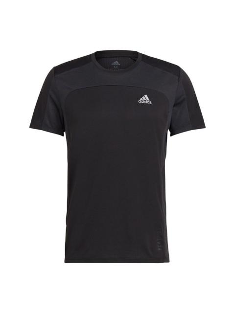 adidas adidas Heat Rdy Tee Colorblock Reflective Logo Running Sports Short Sleeve Black GK4301
