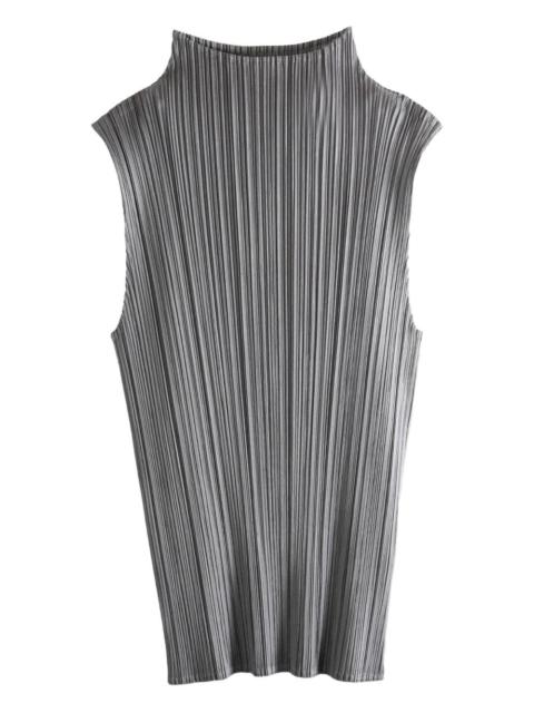 Pleats Please Issey Miyake pleated funnel-neck top