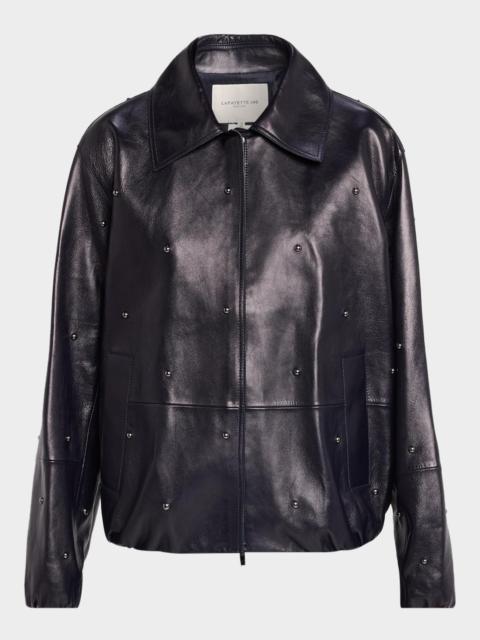 Lafayette 148 New York Dotted Lambskin Leather Bomber Jacket