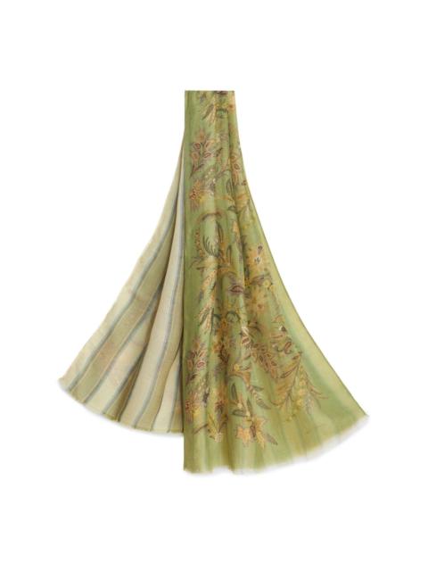 Etro floral-print striped scarf