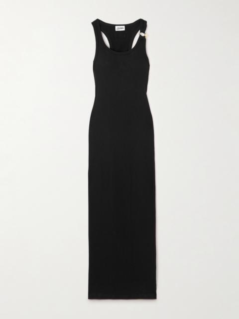 Jean Paul Gaultier Embellished Ribbed Cotton Midi Dress
