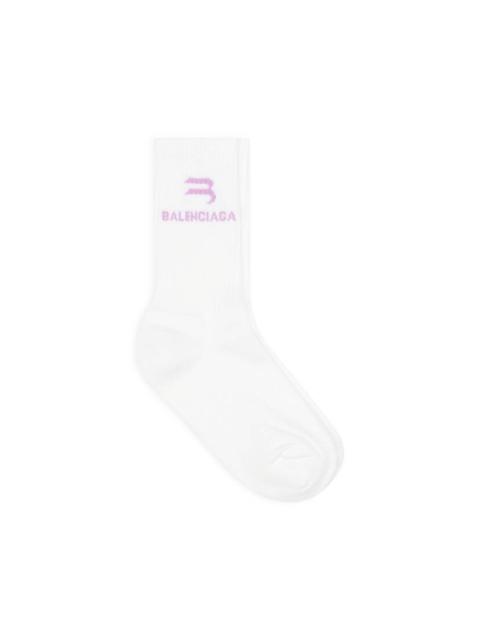 BALENCIAGA Women's Sporty B Tennis Socks in White