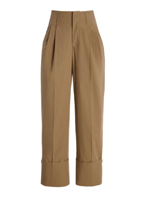 Diana High-Rise Stretch-Cotton Straight-Leg Pants brown
