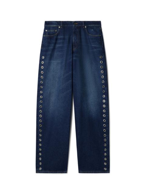 Off-White Eyelet Loose Jeans