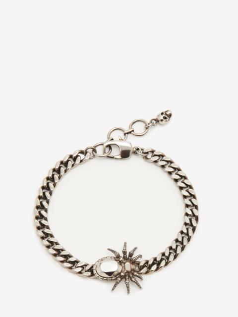 Men's Spider Chain Bracelet in Antique Silver