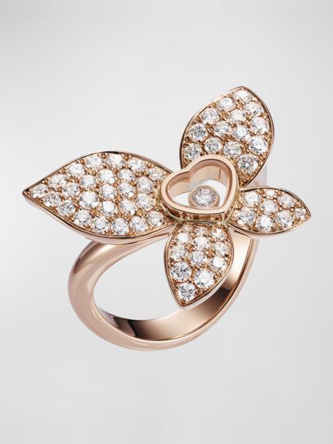 Chopard Happy Butterfly 18K Rose Gold Diamond Ring, EU 53 / US 6.25