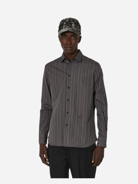 Embroidered Poplin Zip Round Shirt Dark Gray / Black