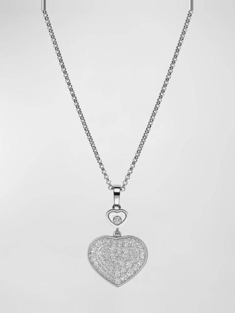 Happy Hearts 18K White Gold Diamond Bezel & Pave Pendant Necklace