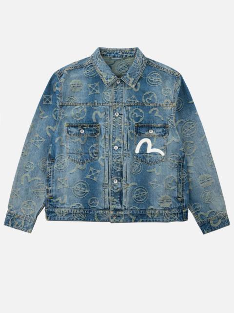 EVISU Allover Monogram Rainbow Jacquard Denim Jacket