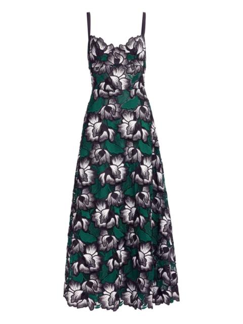 ELIE SAAB macramé floral midi dress