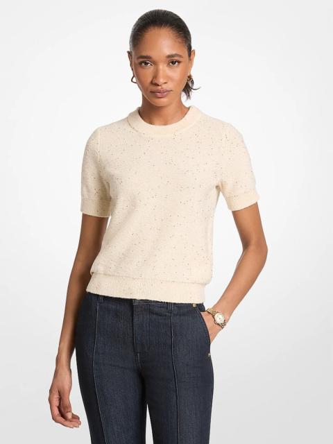 MICHAEL KORS Embellished Knit Short-Sleeve Sweater