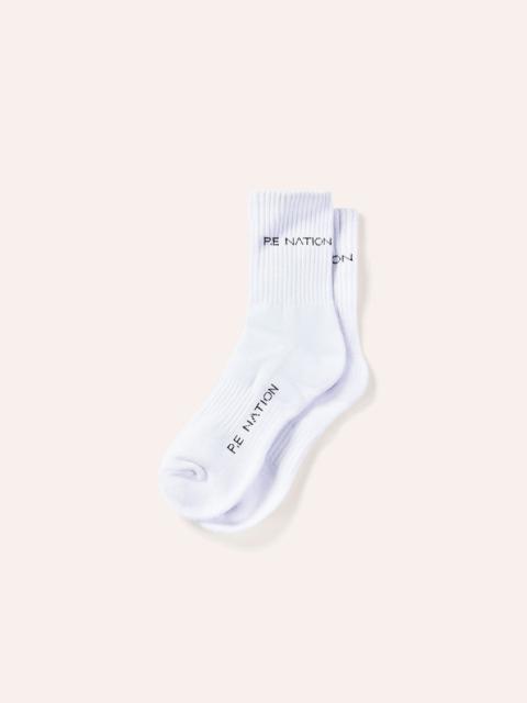 P.E NATION SIGNATURE SOCK IN OPTIC WHITE & BLACK