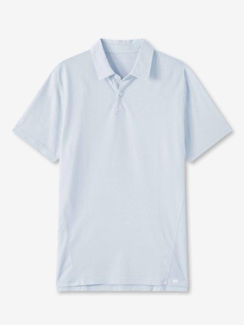 Derek Rose Men's Polo Shirt Ramsay 2 Pique Cotton Tencel Sky