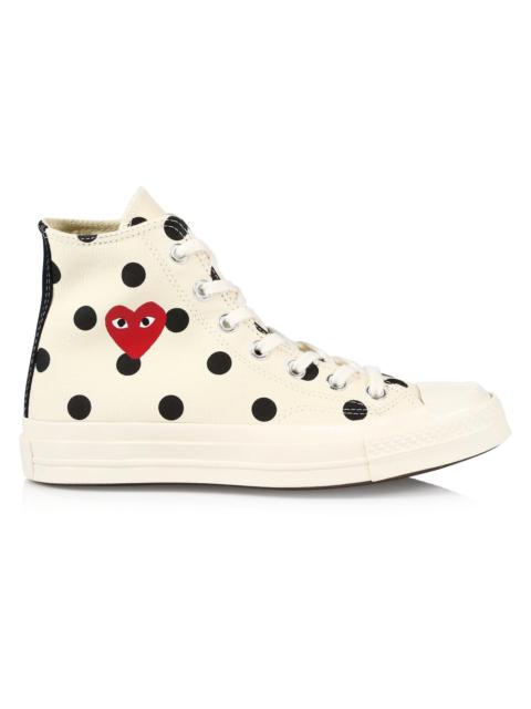 Comme des Garçons PLAY Unisex CdG PLAY x Converse Men's Chuck Taylor All Star Polka Dot High-Top Sneakers - White
