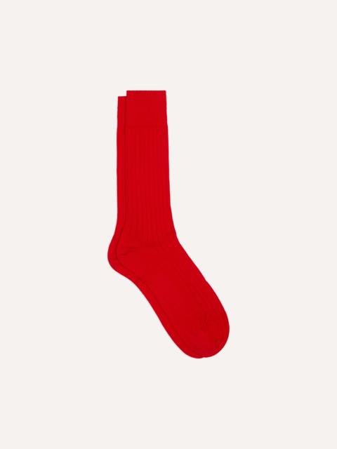 Drake's Red Cotton Mid-Calf Socks