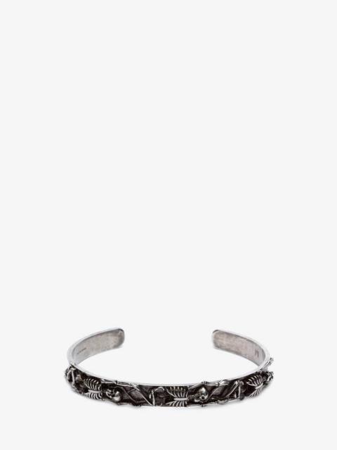 Alexander McQueen Dancing Skeleton Bracelet in Antique Silver