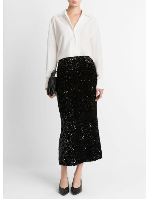Vince Sequined Velvet Column Skirt