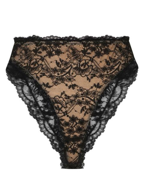 Black Chantilly Lace High-Waisted Briefs