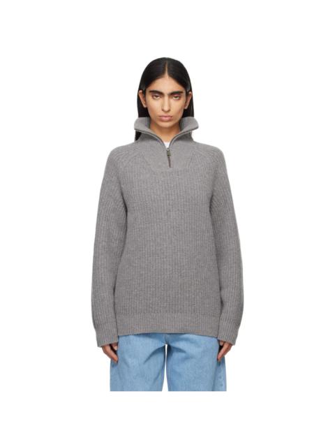 Gray Marlon Half Zip Sweater