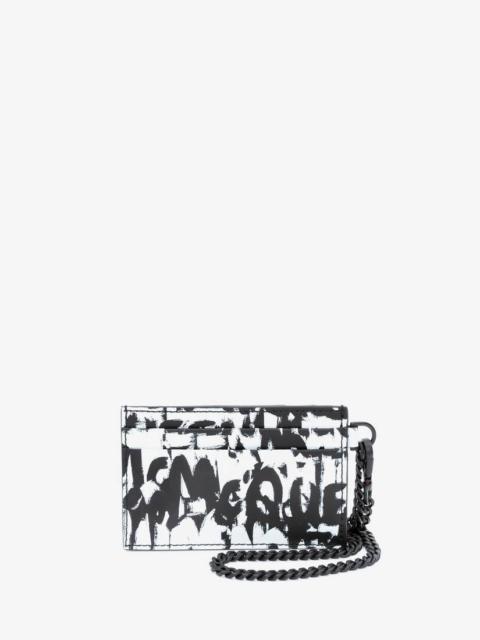 Alexander McQueen Mcqueen Graffiti Chain Card Holder in Black/white