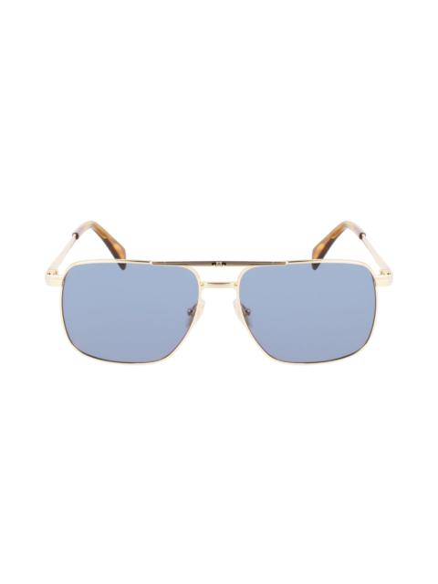 JL 58mm Rectangular Sunglasses in Gold /Blue