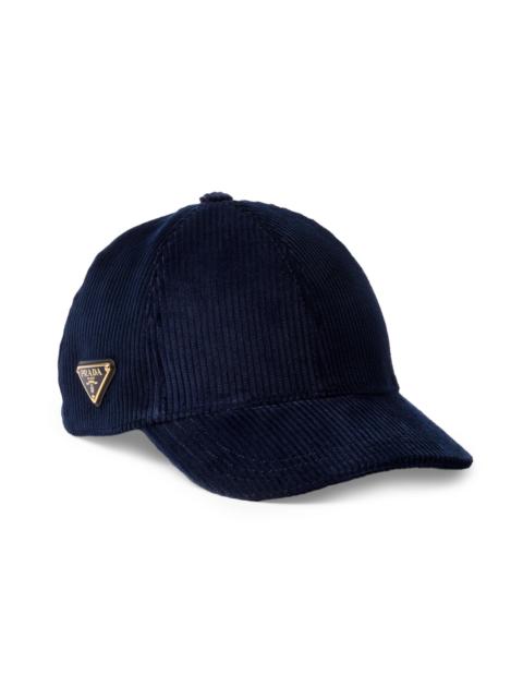Prada Women's Corduroy Baseball Cap - Blue