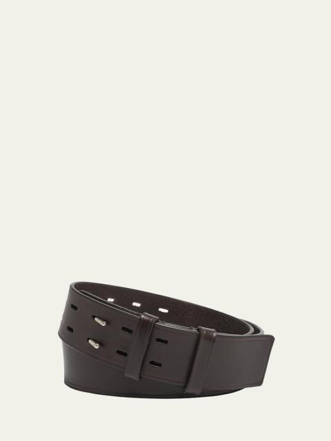 Dries Van Noten Men's Double-Prong Calf Leather Belt
