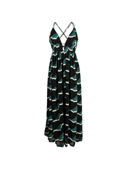 ULLA JOHNSON geometric-pattern print V-neck dress