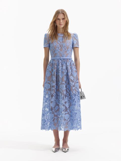 Blue Lily Lace Midi Dress