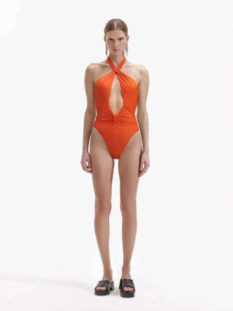 self-portrait Orange Halterneck Swimsuit