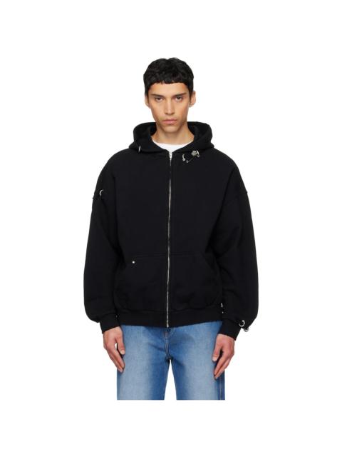 We11done Black Rose & Piercing Zip-Up Hoodie