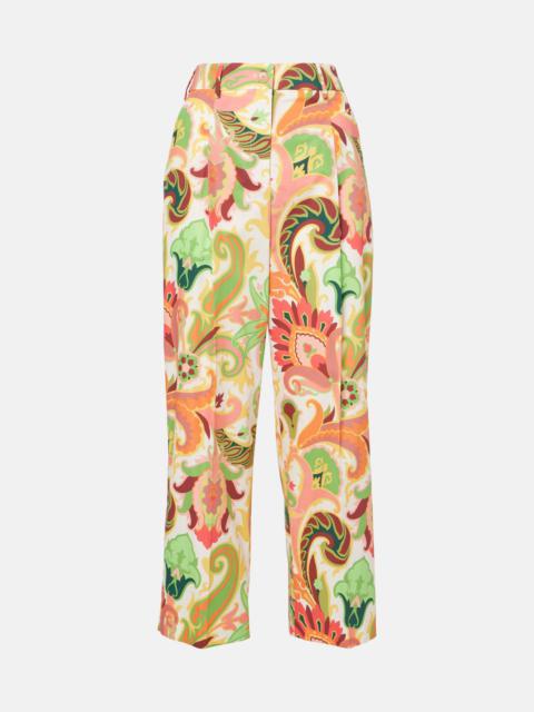 Etro Printed cotton wide-leg pants