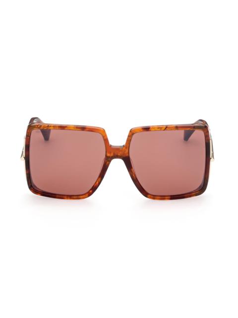 Max Mara 58mm Square Sunglasses in Red Havana /Brown at Nordstrom