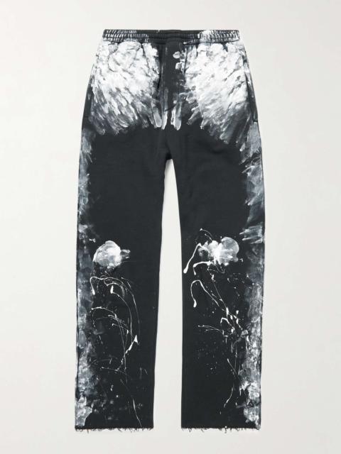 BALENCIAGA Painted Distressed Cotton-Jersey Sweatpants