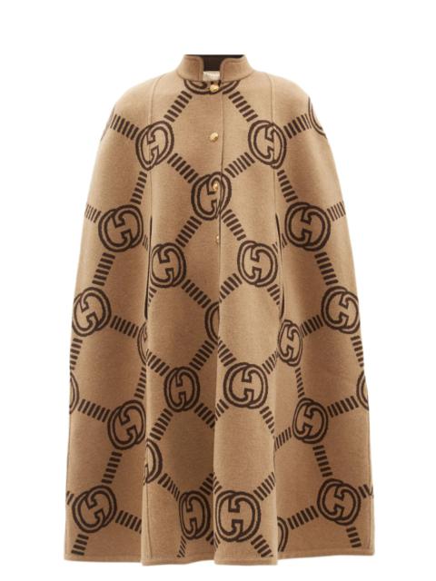 GUCCI GG-jacquard wool-blend cape