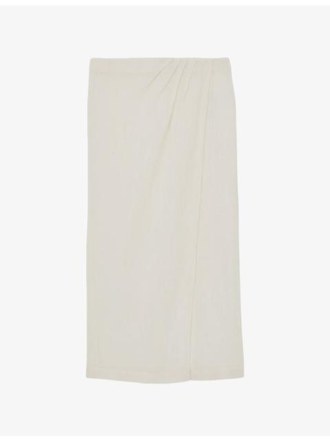 REISS Rosa Wrap-Front Cotton-Blend Maxi Skirt