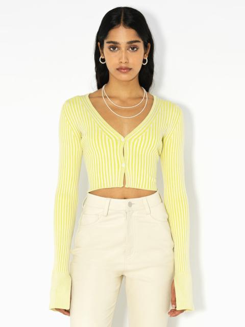 John Elliott SILK COTTON RIB CROPPED CARDIGAN