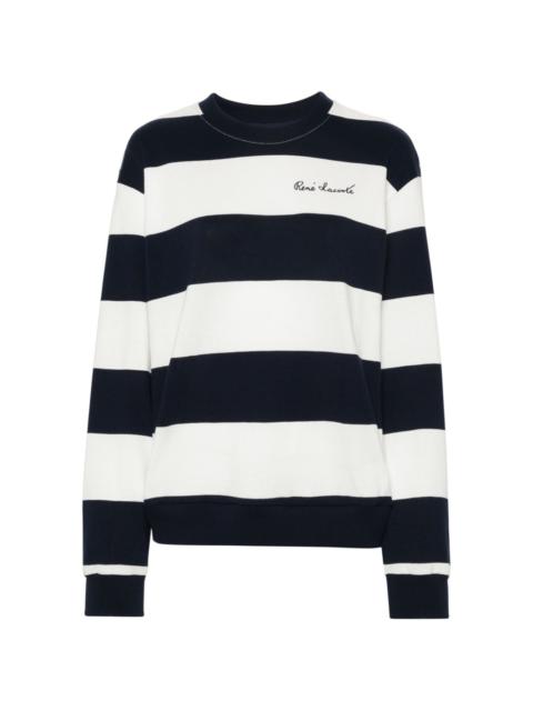 embroidered-logo striped sweatshirt