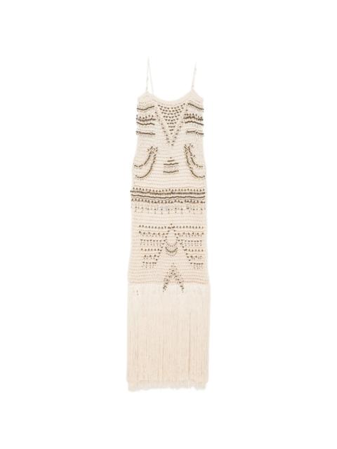 BLESS Bless Takara Bead-embellished Fringed Maxi Dress