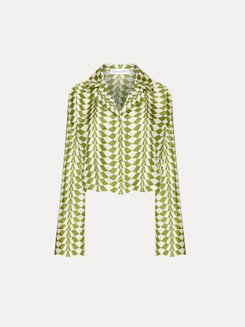 Oscar de la Renta GEO SILK TWILL BLOUSE