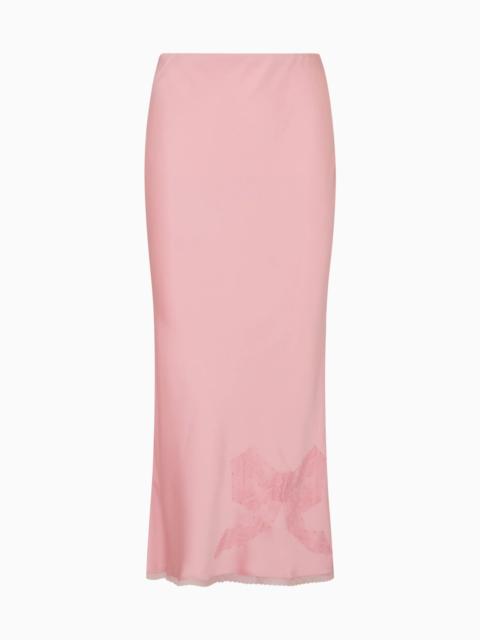 LoveShackFancy Vallis Lace Bow Satin Maxi Skirt