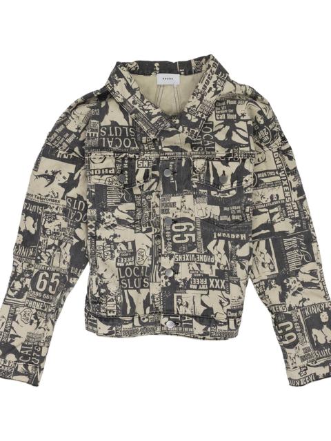 Rhude Phone Sex Trucker Denim Jacket "Black / Beige" RHD MOTW 0079 BEI