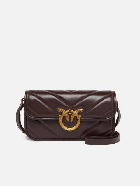 PINKO LARGE LOVE BAG BOX CHEVRON LEATHER CROSSBODY BAG