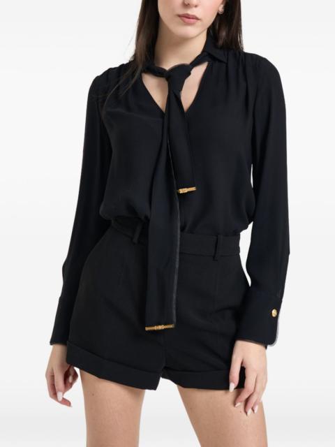 ELISABETTA FRANCHI pussy-bow gold-tone button shirt