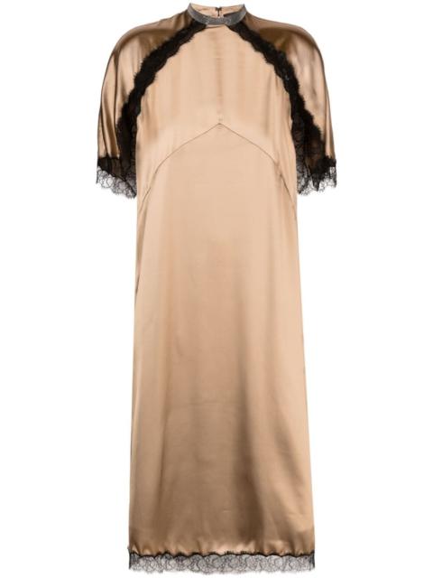 FABIANA FILIPPI lace-trim satin midi dress