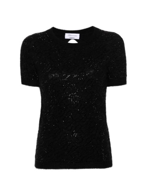 Blumarine crystal-embellished knitted top