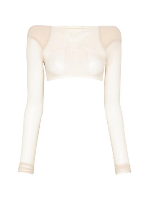 Rick Owens sheer structured-shoulder T-shirt